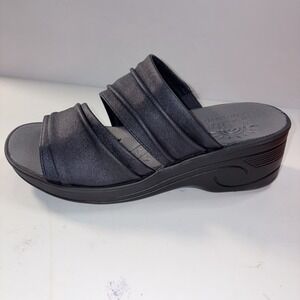 Easy Street Navy Blue Seeker Slip On Wedge Sandals Shoes Women 8.5N Lite Weight